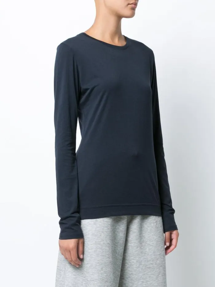 Adam Lippes Pima Cotton TShirts Long Sleeve Crewneck TShirt In Pima Cotton Navy 8211 Women Adam Lippes Pima Cotton TShirts Long Sleeve Crewneck TShirt In Pima Cotton Navy 8211 Women