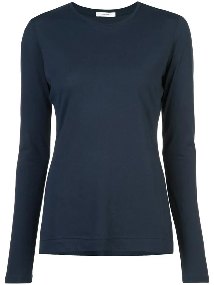 Adam Lippes Pima Cotton TShirts Long Sleeve Crewneck TShirt In Pima Cotton Navy 8211 Women