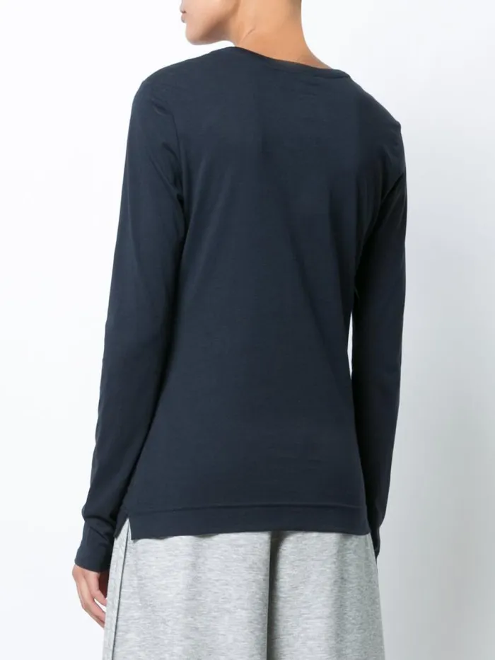 Adam Lippes Pima Cotton TShirts Long Sleeve Crewneck TShirt In Pima Cotton Navy 8211 Women