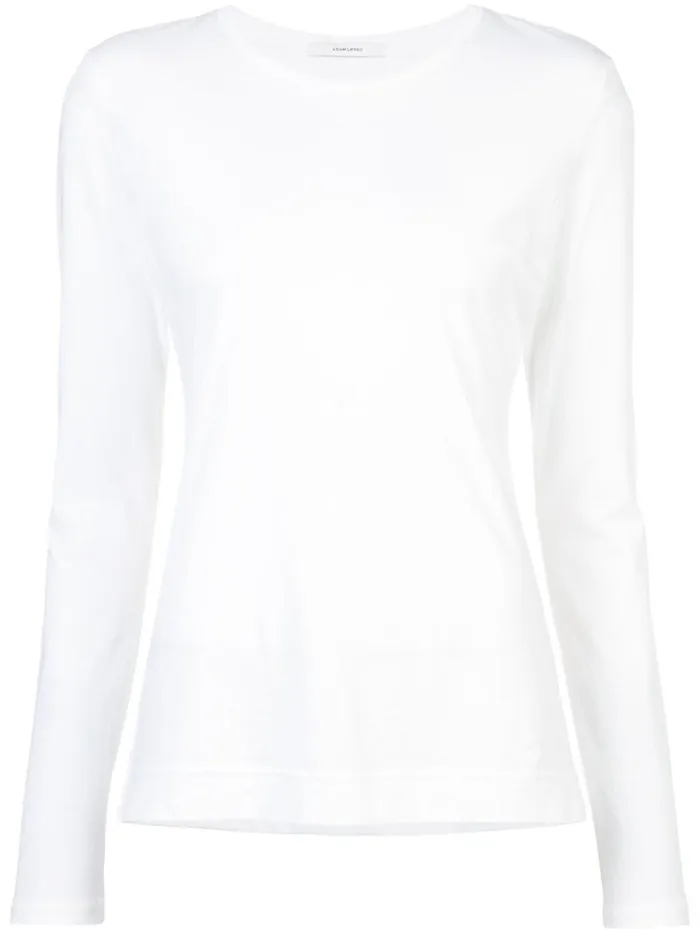 Adam Lippes Pima Cotton TShirts Long Sleeve Crewneck TShirt In Pima Cotton White 8211 Women