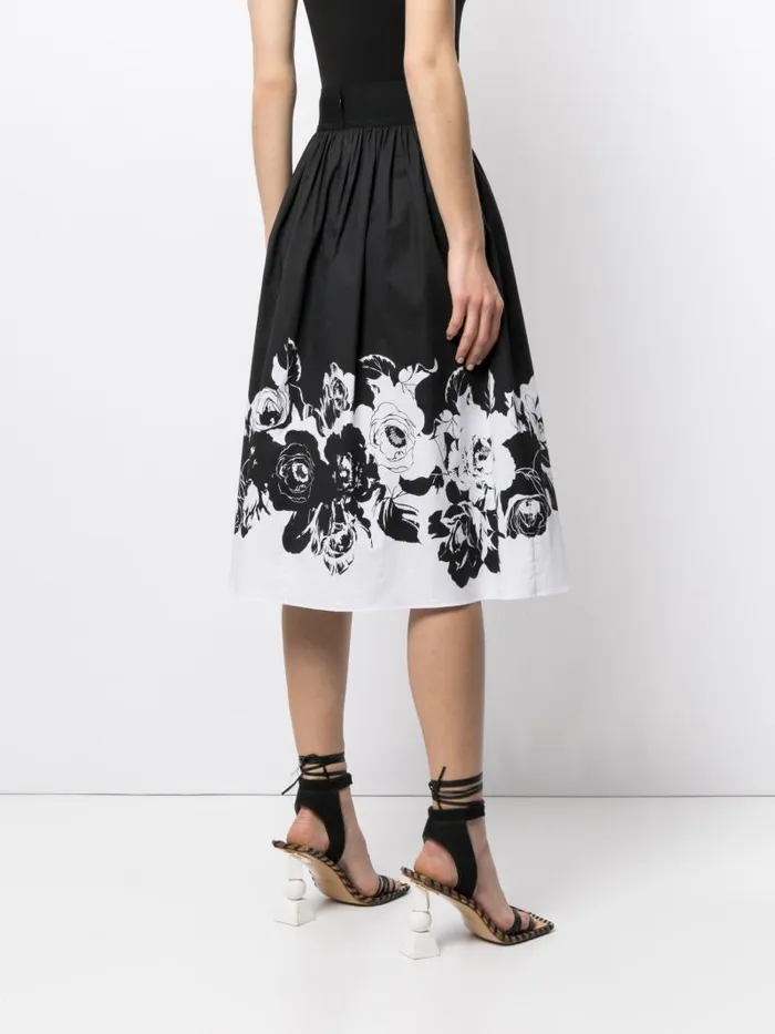 Adam Lippes Skirts Midi Skirt With Elastic Waist In Printed Poplin Black Floral 8211 Women