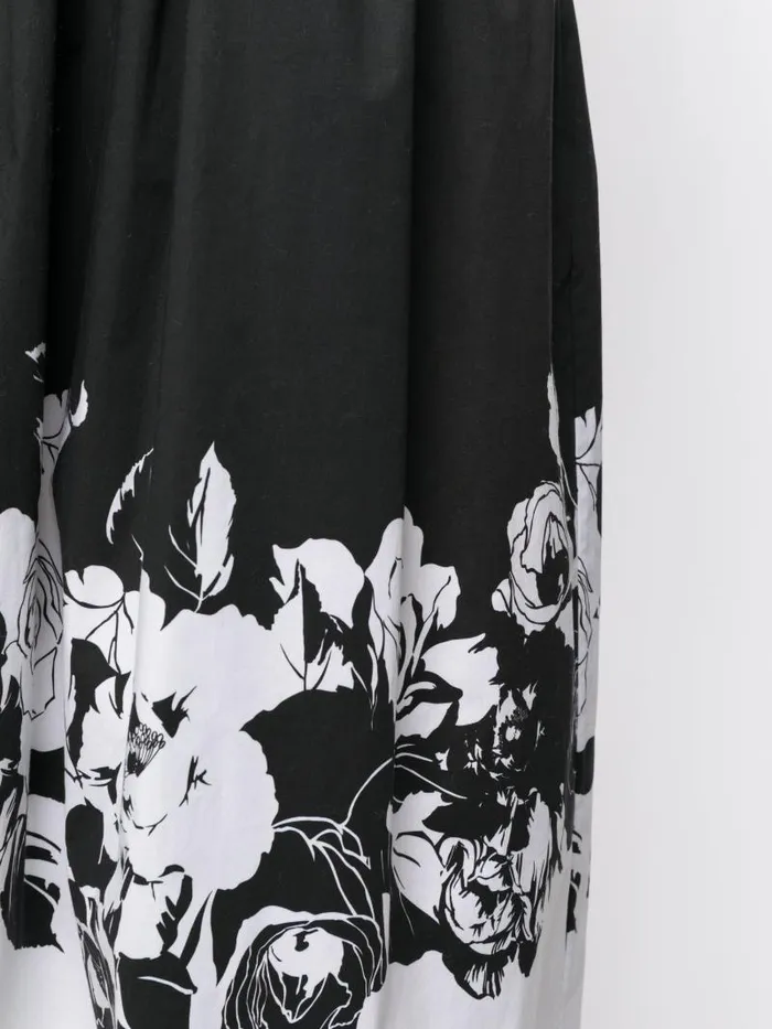 Adam Lippes Skirts Midi Skirt With Elastic Waist In Printed Poplin Black Floral 8211 Women