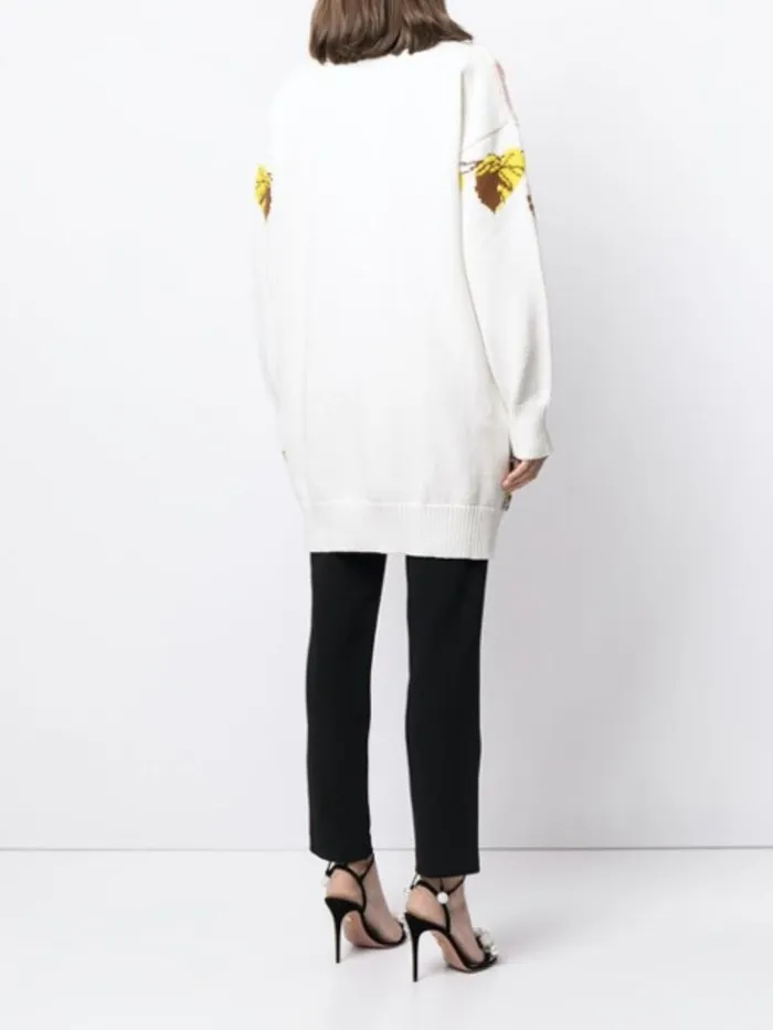 Adam Lippes Sweaters Intarsia Cardigan In Cotton Ivory Floral 8211 Women