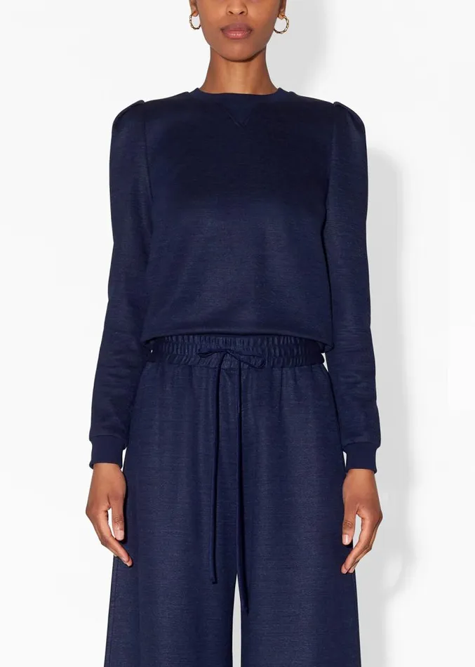 Adam Lippes Sweaters Luxe Jersey Long Sleeve Sweatshirt Navy 8211 Women