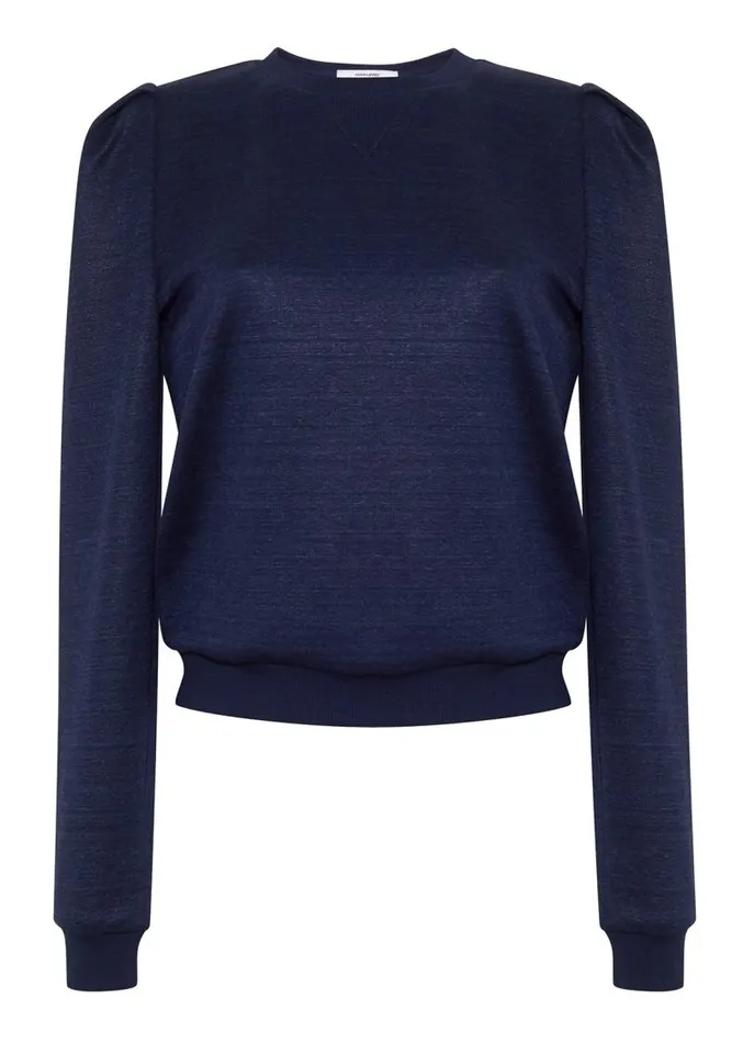 Adam Lippes Sweaters Luxe Jersey Long Sleeve Sweatshirt Navy 8211 Women