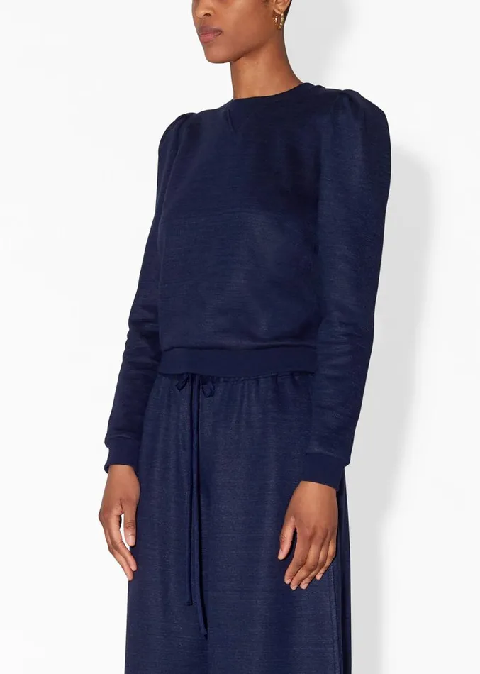 Adam Lippes Sweaters Luxe Jersey Long Sleeve Sweatshirt Navy 8211 Women