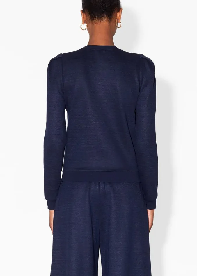Adam Lippes Sweaters Luxe Jersey Long Sleeve Sweatshirt Navy 8211 Women