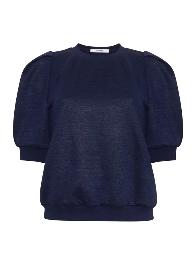 Adam Lippes Sweaters Puff Sleeve Sweatshirt In Luxe Jersey Navy 8211 Women