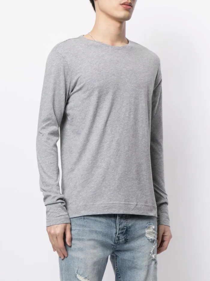 Adam Lippes TShirts Long Sleeve Crewneck TShirt In Pima Cotton Heather Grey 8211 Men