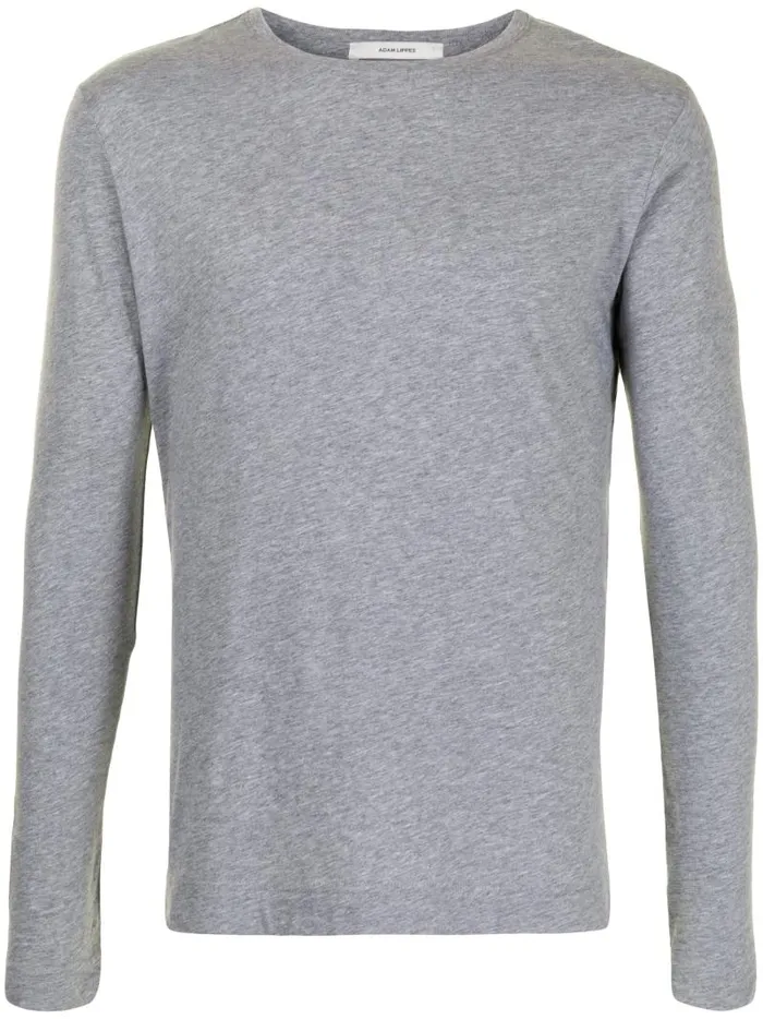 Adam Lippes TShirts Long Sleeve Crewneck TShirt In Pima Cotton Heather Grey 8211 Men
