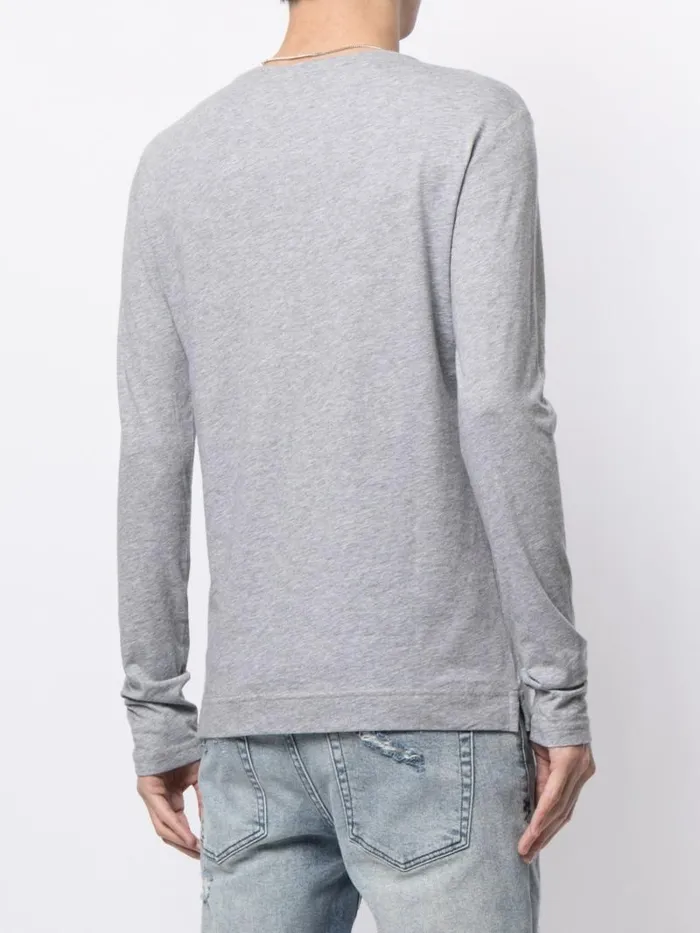 Adam Lippes TShirts Long Sleeve Crewneck TShirt In Pima Cotton Heather Grey 8211 Men