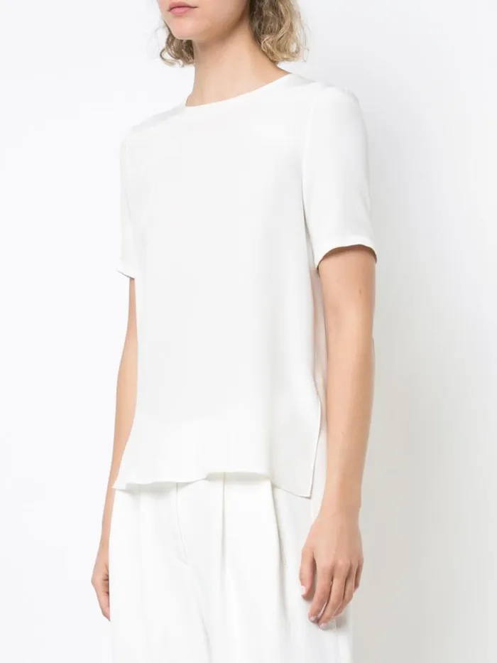 Adam Lippes Tops Pleat Back Short Sleeve Top Ivory 8211 Women