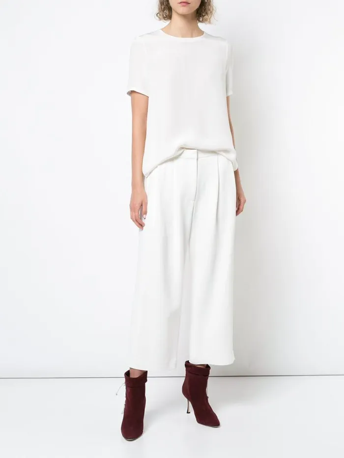 Adam Lippes Tops Pleat Back Short Sleeve Top Ivory 8211 Women