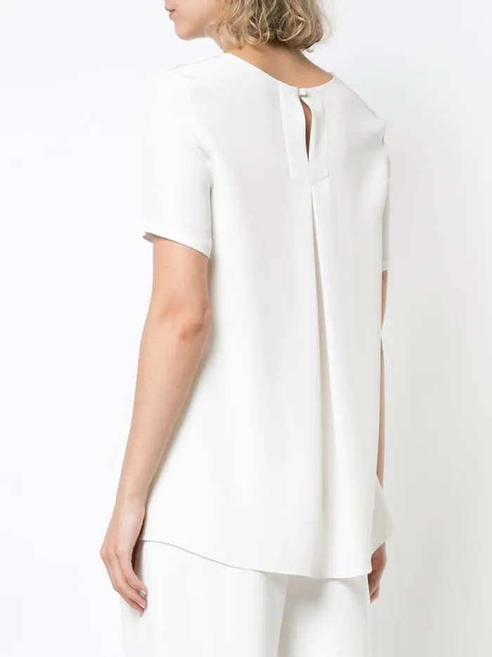 Adam Lippes Tops Pleat Back Short Sleeve Top Ivory 8211 Women