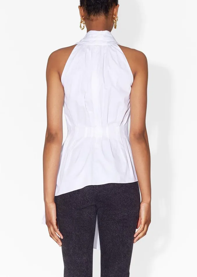 Adam Lippes Tops Pleated Asymmetrical Top In Cotton Poplin White 8211 Women