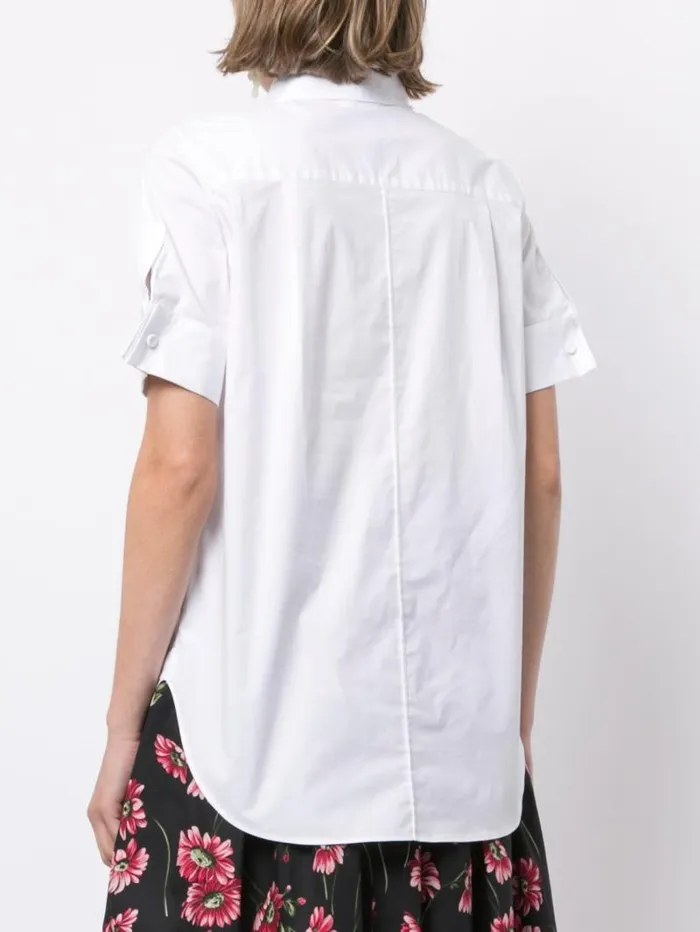 Adam Lippes Tops Short Sleeve Trapeze Top In Printed Poplin Large Daisy 8211 Women