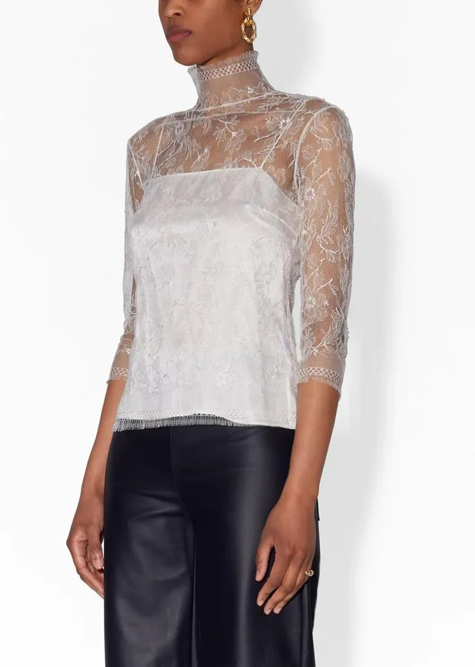 Adam Lippes Tops Turtleneck In Chantilly Lace Ivory 8211 Women