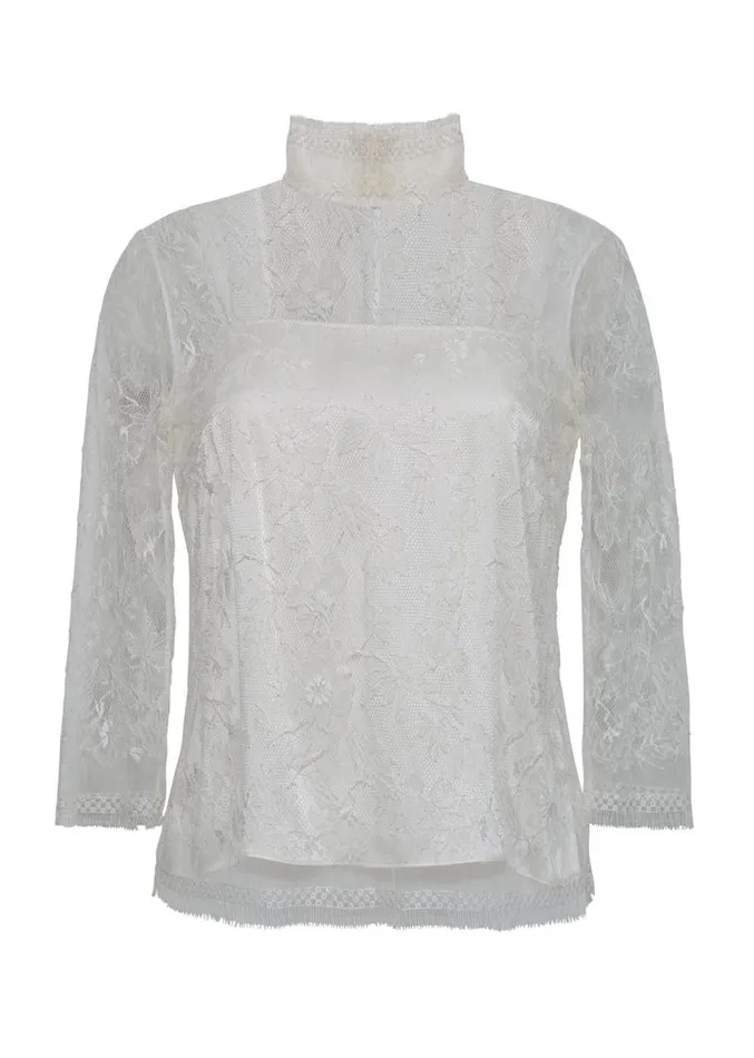 Adam Lippes Tops Turtleneck In Chantilly Lace Ivory 8211 Women