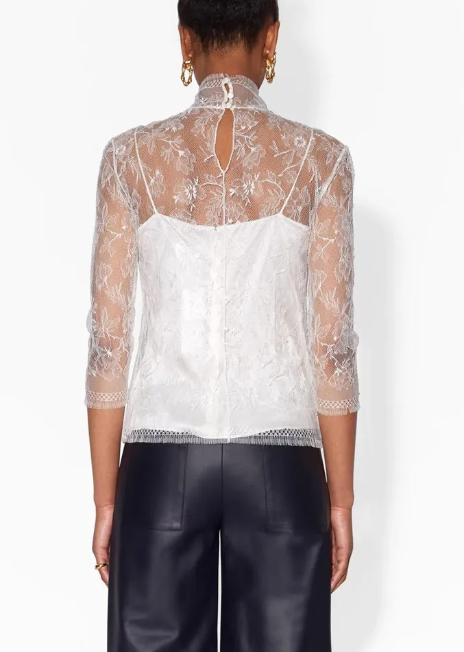 Adam Lippes Tops Turtleneck In Chantilly Lace Ivory 8211 Women