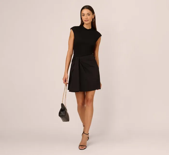 Adrianna Papell Day Dresses Cap Sleeve A Line Dress With Twisted Waist In Black 8211 Women