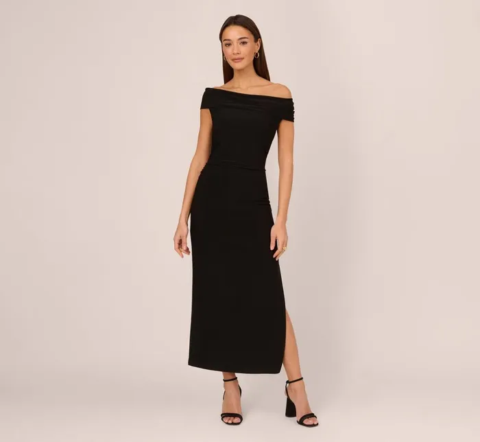 Adrianna Papell Day Dresses Off The Shoulder Jersey Maxi Dress In Black 8211 Women