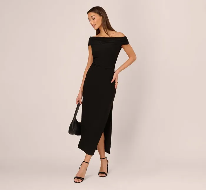 Adrianna Papell Day Dresses Off The Shoulder Jersey Maxi Dress In Black 8211 Women