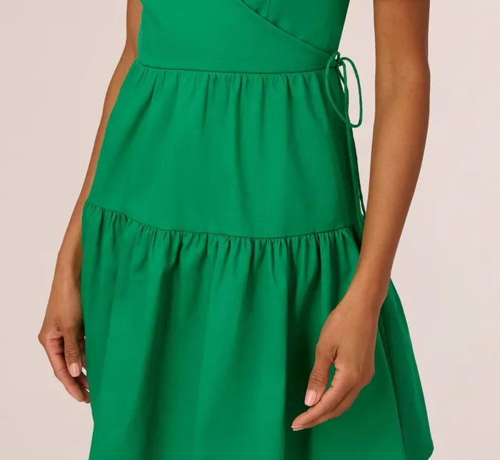 Adrianna Papell Day Dresses Puff Short Sleeve Dress With Tiered Skirt In Green 8211 Women