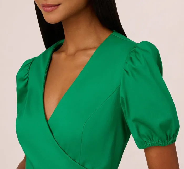 Adrianna Papell Day Dresses Puff Short Sleeve Dress With Tiered Skirt In Green 8211 Women