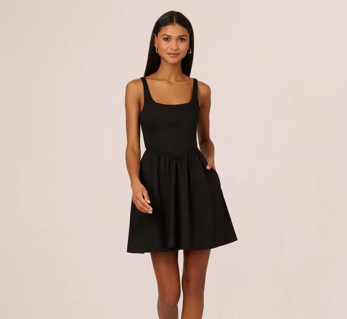 Adrianna Papell Day Dresses Sleeveless Fit And Flare Dress With Square Neckline In Black 8211 Women Adrianna Papell Day Dresses Sleeveless Fit And Flare Dress With Square Neckline In Black 8211 Women