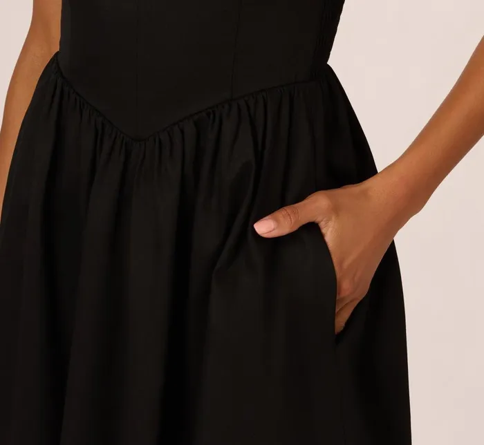 Adrianna Papell Day Dresses Sleeveless Fit And Flare Dress With Square Neckline In Black 8211 Women