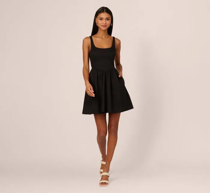 Adrianna Papell Day Dresses Sleeveless Fit And Flare Dress With Square Neckline In Black 8211 Women