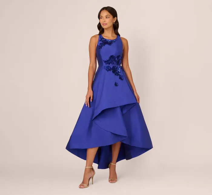Adrianna Papell Formal Dresses Bead Mikado High Low Long Dress In Ultra Blue 8211 Women Adrianna Papell Formal Dresses Bead Mikado High Low Long Dress In Ultra Blue 8211 Women