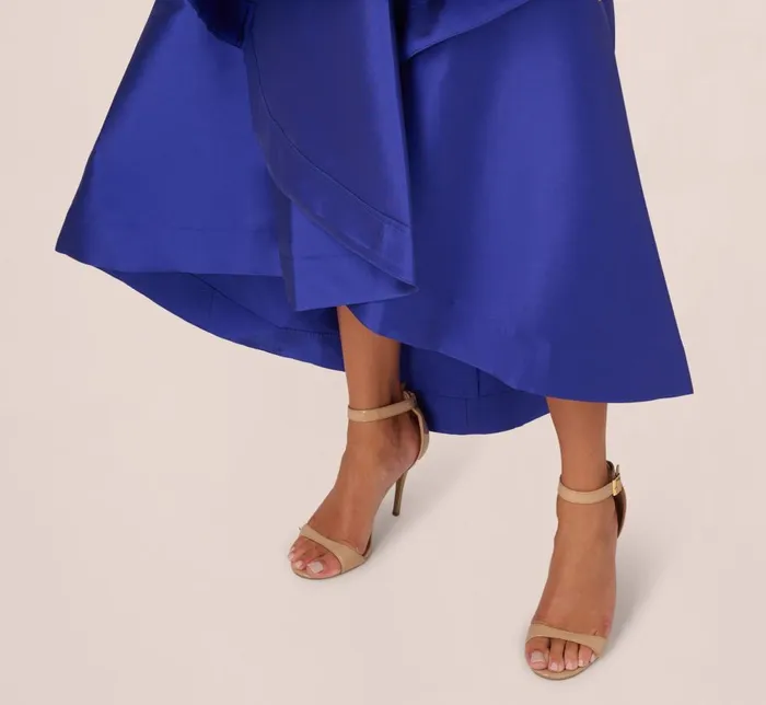 Adrianna Papell Formal Dresses Bead Mikado High Low Long Dress In Ultra Blue 8211 Women