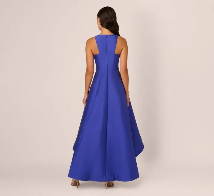 Adrianna Papell Formal Dresses Bead Mikado High Low Long Dress In Ultra Blue 8211 Women
