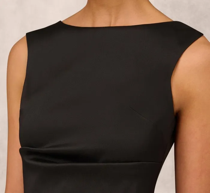 Adrianna Papell Formal Dresses Sleeveless Mikado AnkleLength Dress With Pleated Details In Black 8211 Women