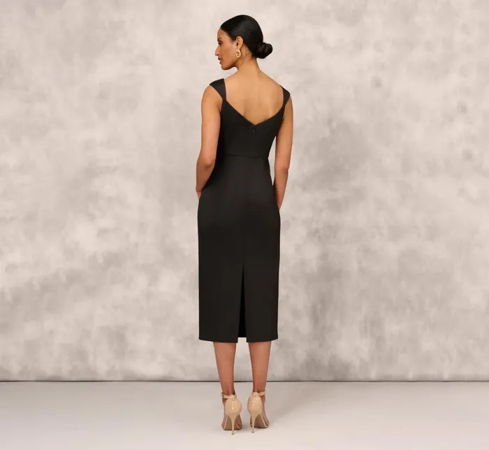 Adrianna Papell Formal Dresses Sleeveless Mikado AnkleLength Dress With Pleated Details In Black 8211 Women