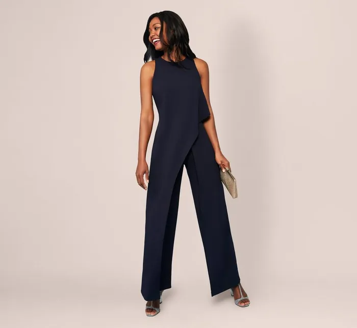 Adrianna Papell Jumpsuits Sleeveless Asymmetrical Jumpsuit In Midnight 8211 Women