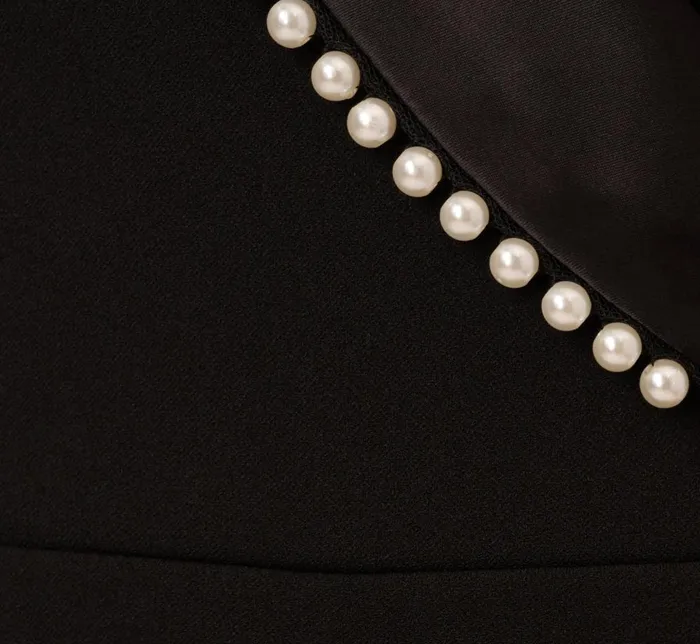 Adrianna Papell Jumpsuits Sleeveless Crepe Tuxedo Jumpsuit With Pearl Trim In Black 8211 Women