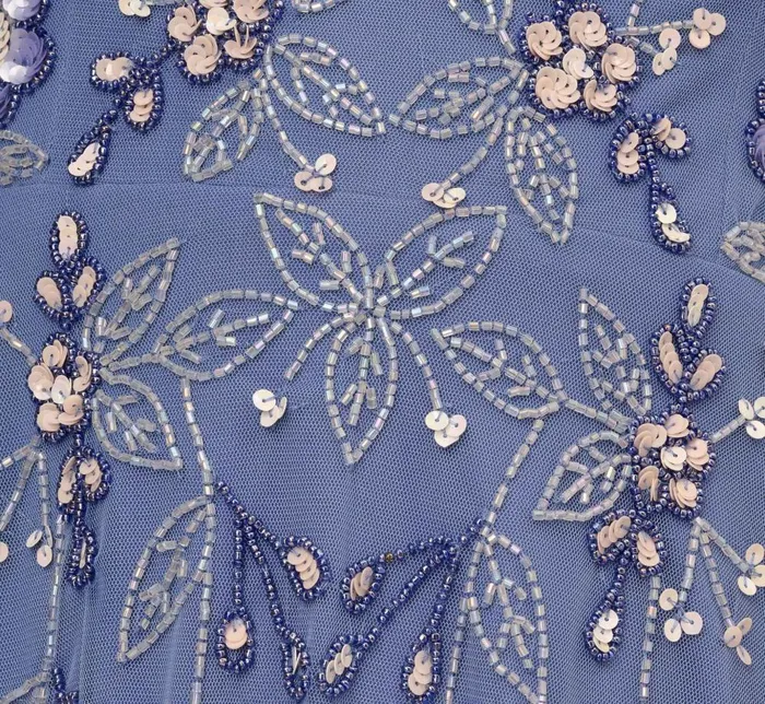 Adrianna Papell Wedding Guest Dresses Beaded Midi Dress With Sheer Ruffled Sleeves In French Blue 8211 Women