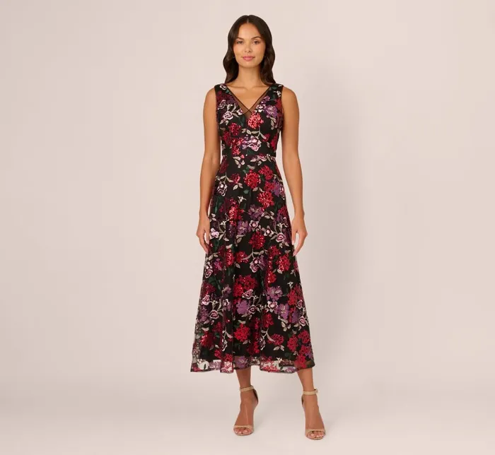 Adrianna Papell Wedding Guest Dresses Floral Sequin Ankle Dress In Black Multi 8211 Women Adrianna Papell Wedding Guest Dresses Floral Sequin Ankle Dress In Black Multi 8211 Women