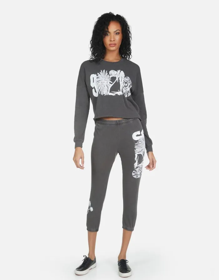 Alana 90210 Pigment Black Women039s Lauren Moshi Crop Sweatpants