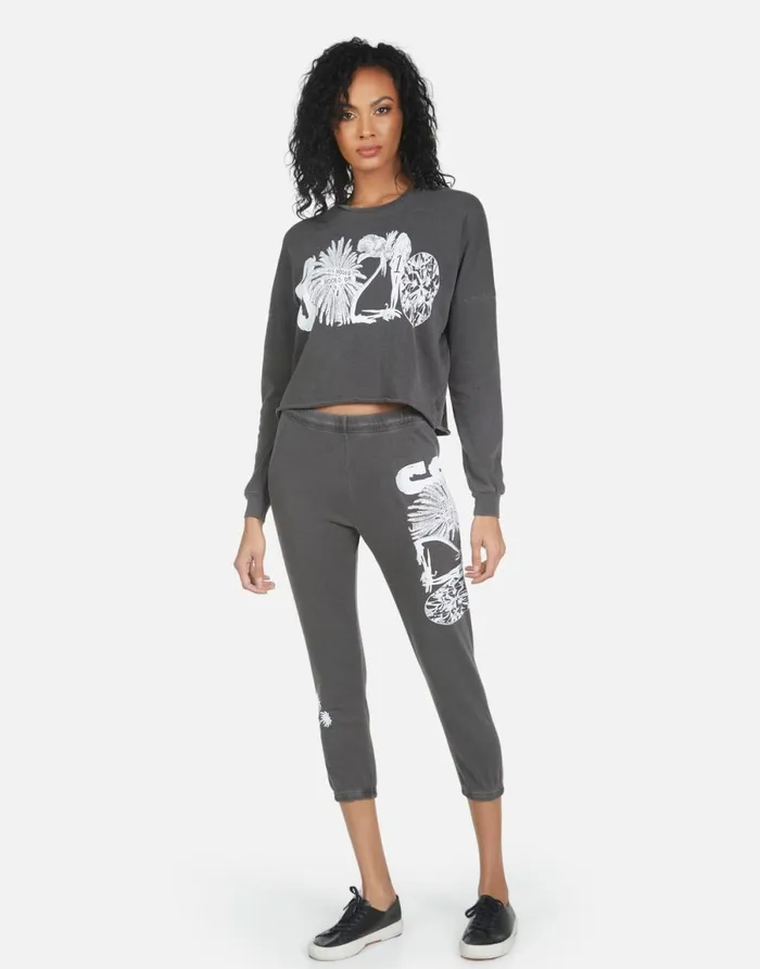 Alana 90210 Pigment Black Women039s Lauren Moshi Crop Sweatpants