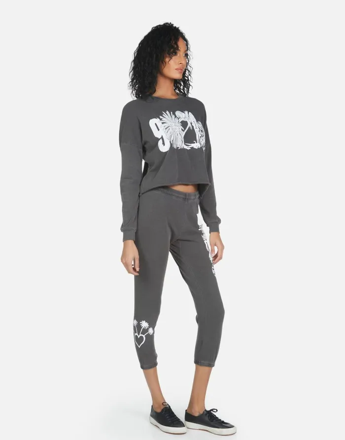 Alana 90210 Pigment Black Women039s Lauren Moshi Crop Sweatpants