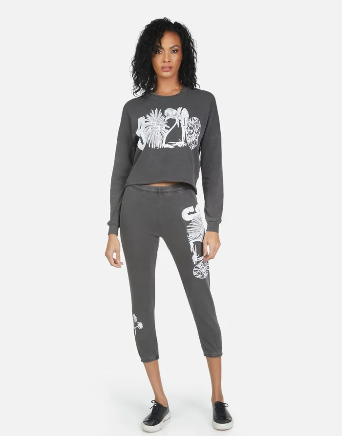 Alana 90210 Pigment Black Women039s Lauren Moshi Crop Sweatpants