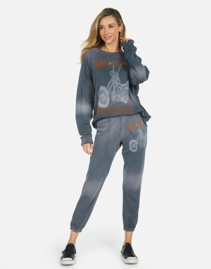 Alana Moshi Ride Faded Graphite Women039s Lauren Moshi Crop Sweatpants