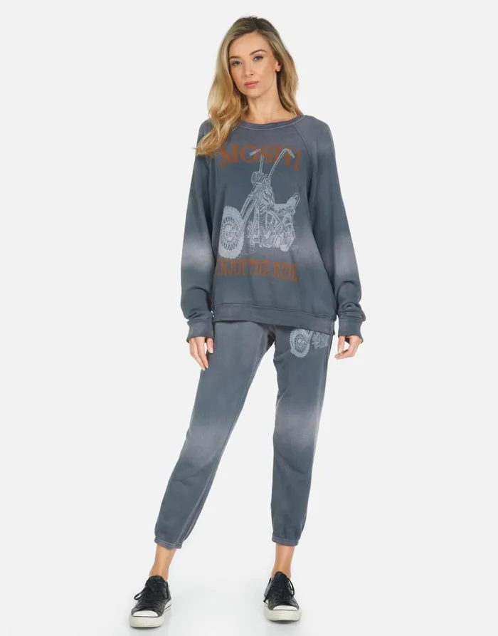 Alana Moshi Ride Faded Graphite Women039s Lauren Moshi Crop Sweatpants