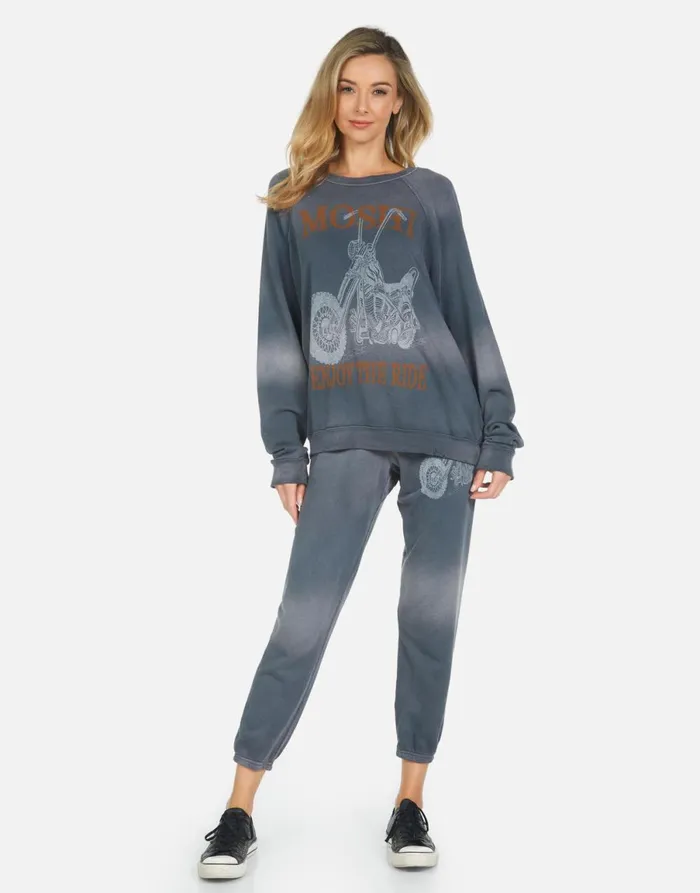 Alana Moshi Ride Faded Graphite Women039s Lauren Moshi Crop Sweatpants