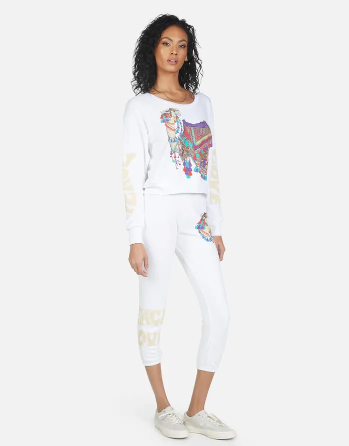 Alana Peace Love Camel White Women039s Lauren Moshi Crop Sweatpants