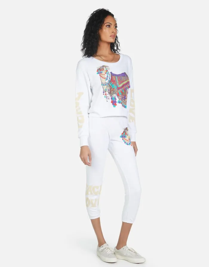Alana Peace Love Camel White Women039s Lauren Moshi Crop Sweatpants