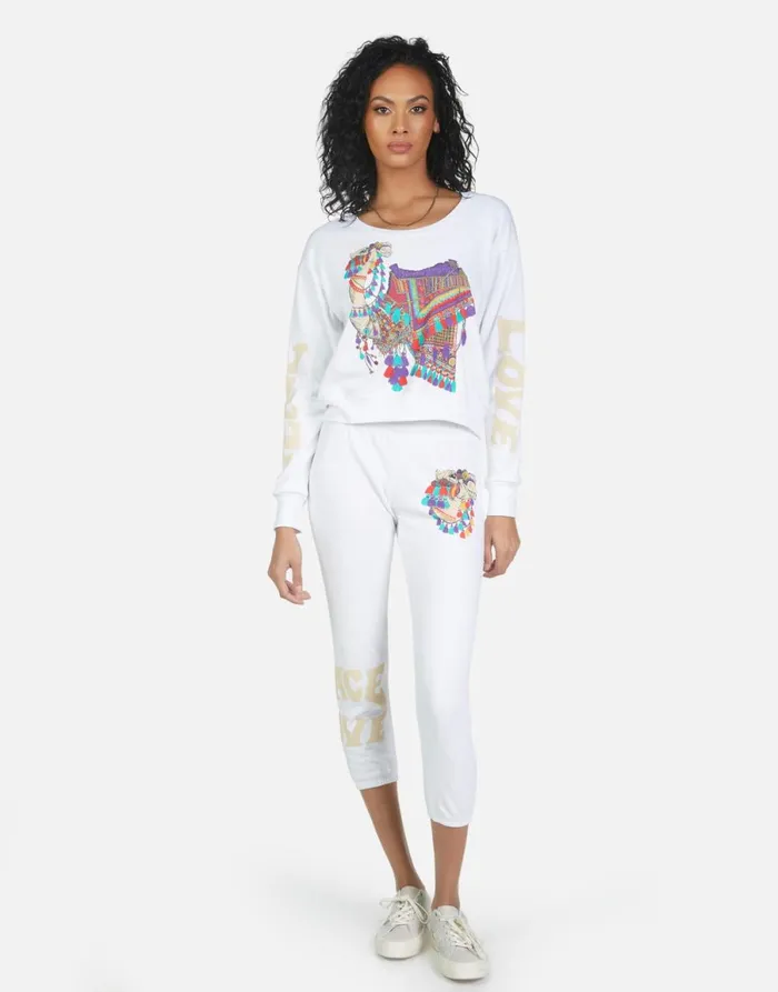 Alana Peace Love Camel White Women039s Lauren Moshi Crop Sweatpants